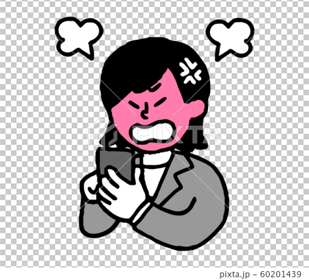 Suit woman who gets angry while operating smartphone (simple) 60201439