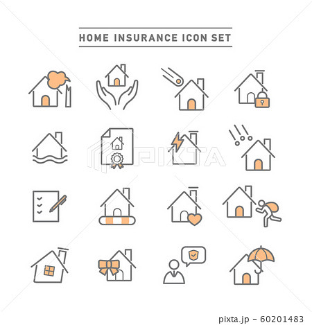HOME INSURANCE ICON SET HOME INSURANCE ICON SET 60201483