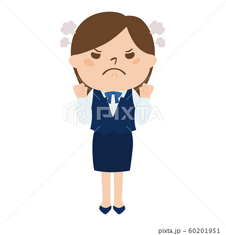 職種のイラスト。女性の会社員。怒っている女性。 60201951