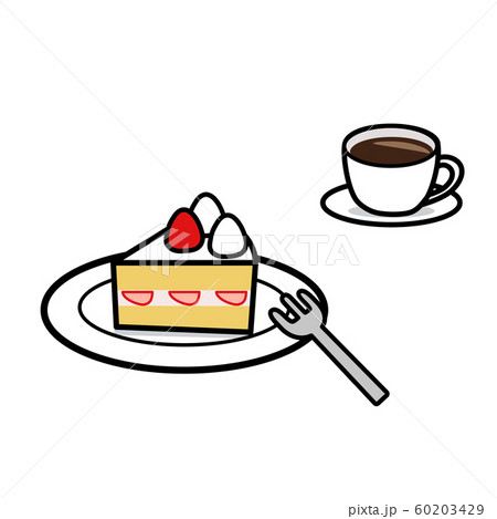 ケーキセット カフェのイラスト素材 60203429 Pixta