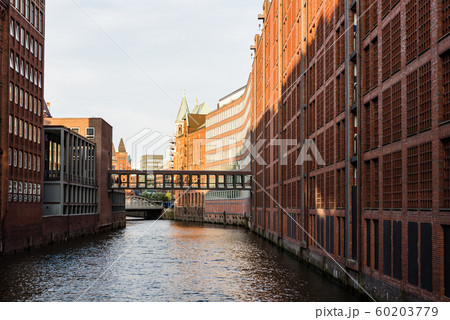 The Warehouse District or Speicherstadt in Hamburg. Wandrahmsfleet canal 60203779