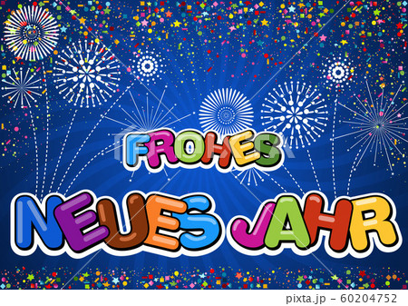Colorful Happy New Year Greeting on Blue Colorful Happy New Year Greeting on Blue 60204752