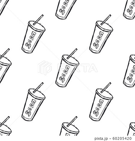 Hand Drawn Soda Drink Seamless Pattern Background. Vector Hand Drawn Soda Drink Seamless Pattern Background. Vector 60205420