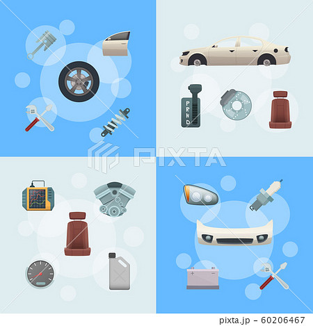 Vector car parts infographic concept illustration of set 60206467