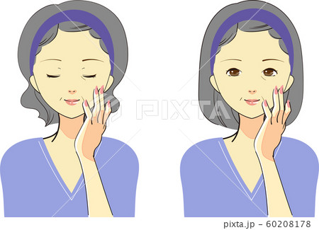 Illustration of a woman doing skincare 60208178