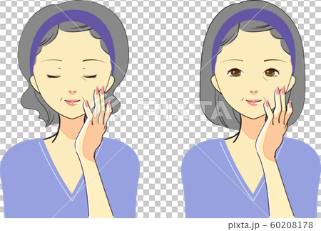 Illustration of a woman doing skincare 60208178