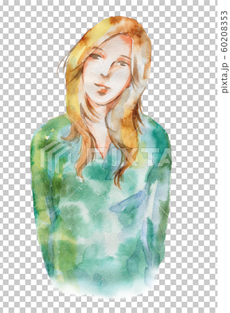 微笑む女性水彩画のイラスト素材 [60208353] - PIXTA