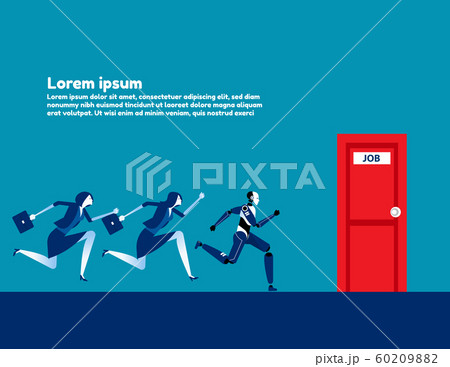 Business people and robot competition run to job. 60209882