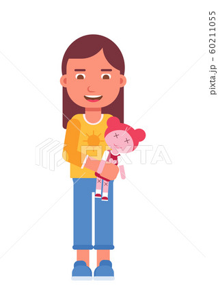 Girl holding toy flat vector illustration Girl holding toy flat vector illustration 60211055