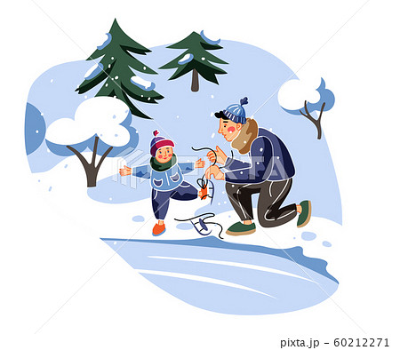 Ice skating flat vector illustration 60212271