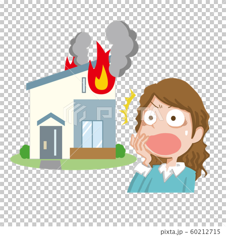 火事 驚く 女性 災害 火災のイラスト素材