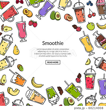 Vector doodle colored smoothie drink background illustration 60214008