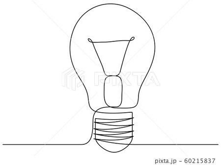 One line drawing light bulb symbol idea. Continuous line style