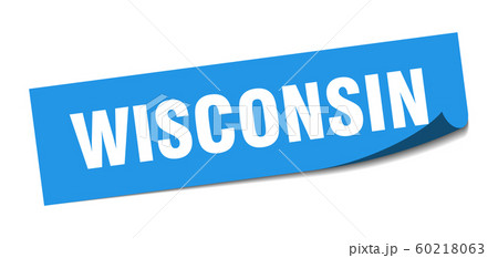 Wisconsin sticker. Wisconsin blue square peeler 60218063