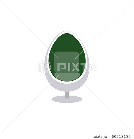 Colorful white egg chair with green inside lining - flat isolated icon 60218156