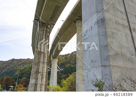 高架橋　高速道路　橋脚　インフラ　橋梁 60218389