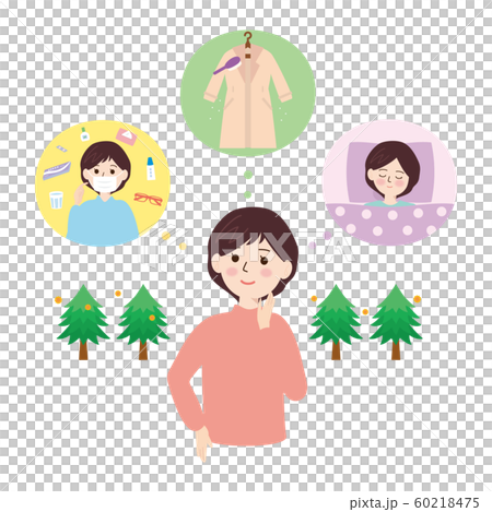 人物素材 女性 花粉症対策イメージ2のイラスト素材