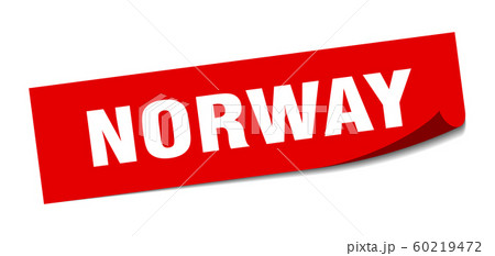 Norway sticker. Norway red square peeler sign 60219472