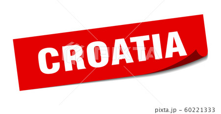 Croatia sticker. Croatia red square peeler sign 60221333