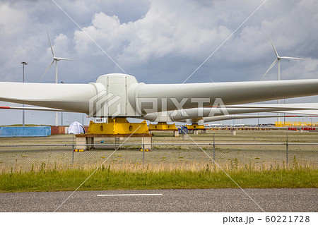 Giant rotors of wind turbine on construction yard Giant rotors of wind turbine on construction yard 60221728