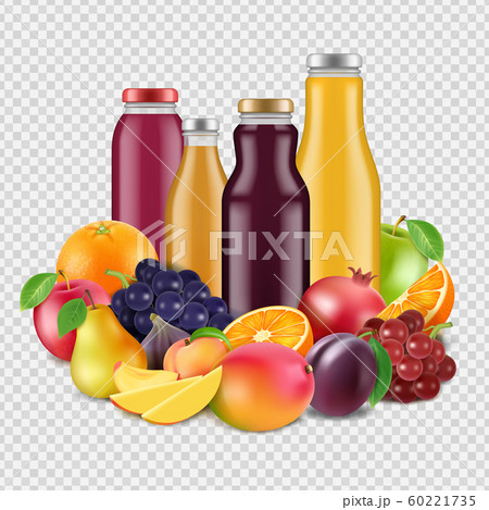 Realistic fruits and juices vector isolated on transparent background Realistic fruits and juices vector isolated on transparent background 60221735