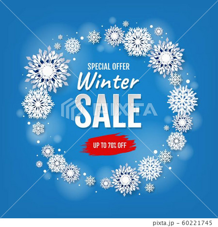Winter Sale Card With White Snowflakes 60221745