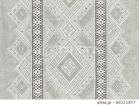 The flax cloth is decorated with the handmade 60221857