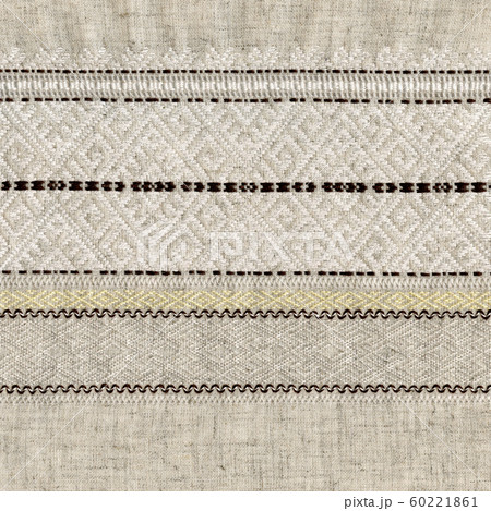 The flax cloth is decorated with the handmade The flax cloth is decorated with the handmade 60221861