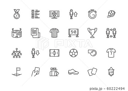 Football icon. Sport activity items soccer balls players shirt stadium yellow card shoes vector football symbols 60222494
