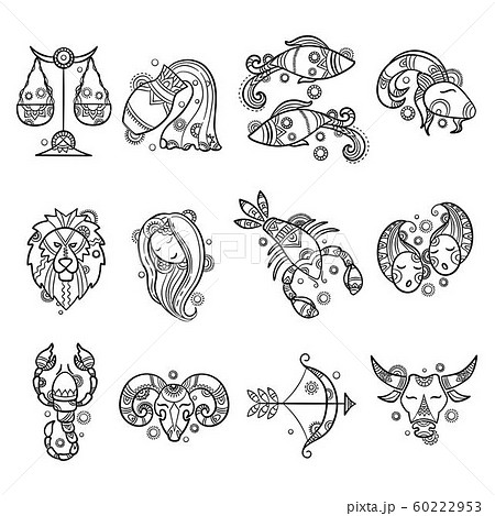 Zodiac Characters Astrology Horoscope Signs のイラスト素材