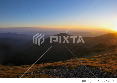 Majestic sunrise in the mountains landscape. Majestic sunrise in the mountains landscape. 60224717