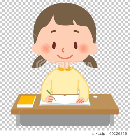 勉強する小学生のイラスト素材