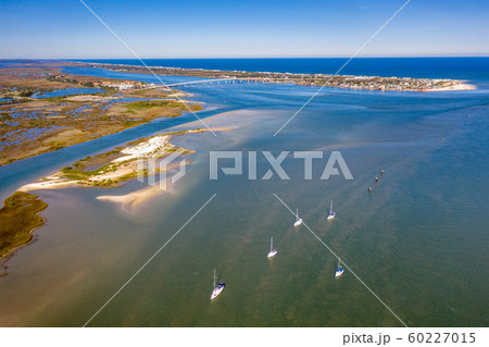 Aerial view Saint Augustine where canal meets the sea Aerial view Saint Augustine where canal meets the sea 60227015