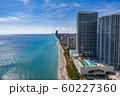 Aerial view of buildings and hotels on the beach in Miami Beach 60227360