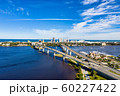 Aerial view Daytona Beach and split bridges crossing the Halifax River 60227422