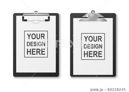 Vector 3d Realistic Black Clipboard with Folded Blank Paper and Metal Clip Icon Set Closeup Isolated on White Background. Design Template for Notes, Checklist, Questionnaire, Reminders Vector 3d Realistic Black Clipboard with Folded Blank Paper and Metal Clip Icon Set Closeup Isolated on White Background. Design Template for Notes, Checklist, Questionnaire, Reminders 60228245