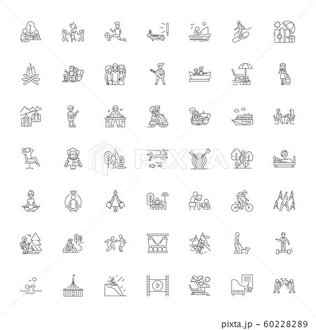 Free Time Linear Icons Signs Symbols Vector のイラスト素材 6022