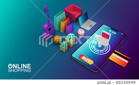 Online Shopping, Mobile Application, 3d rendering illustration Online Shopping, Mobile Application, 3d rendering illustration 60230049
