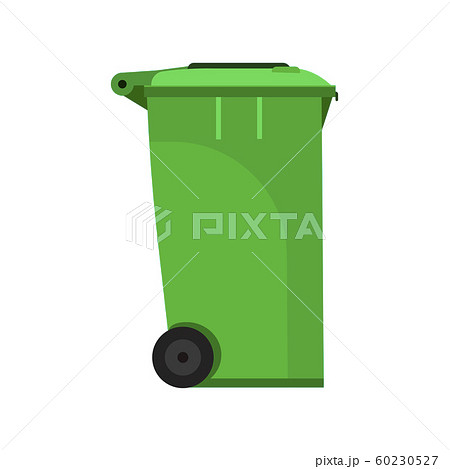 Street bin green vector side view icon. Disposal 60230527