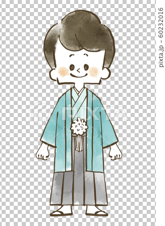 袴姿の男の子-全身-水彩 60232016