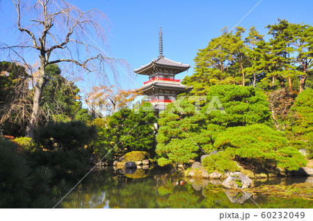 曹洞宗金剛宝山輪王寺の日本庭園と三重塔 60232049