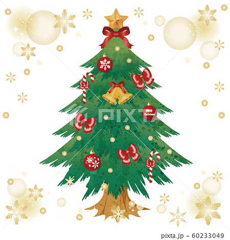 クリスマス クリスマスツリー 水彩タッチ アナログ風のイラスト素材 60233049 Pixta