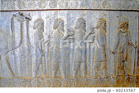 イラン ペルセポリス アバダーナ 東階段のレリーフ・バィトリアの使者 イラン ペルセポリス アバダーナ 東階段のレリーフ・バィトリアの使者 60233567