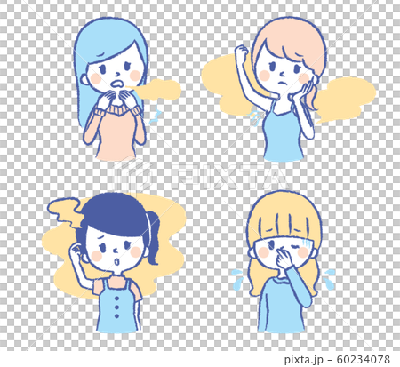 女性　臭い　体臭　悩み　イラストセット 60234078