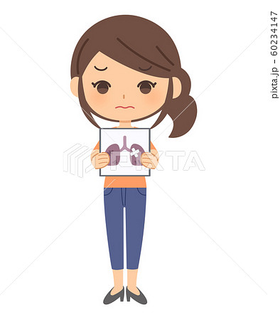 女性　図解　肺　不健康 60234147