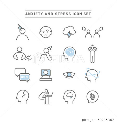 Anxiety And Stress Icon Setのイラスト素材