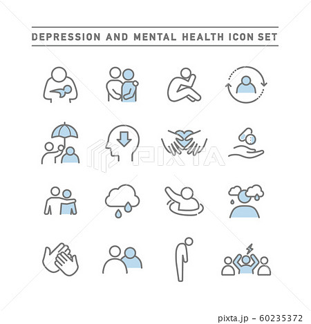 DEPRESSION AND MENTAL HEALTH ICON SET 60235372