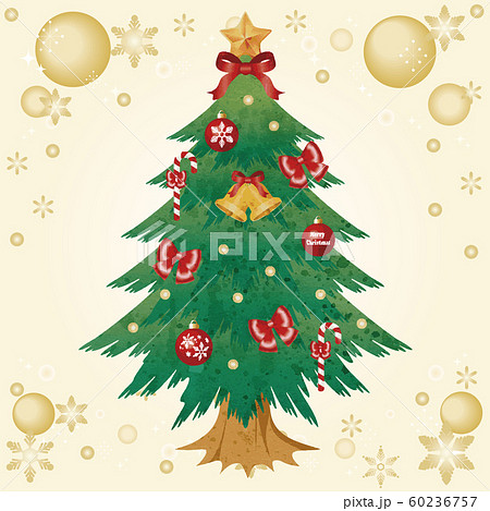 クリスマス クリスマスツリー 水彩タッチ アナログ風のイラスト素材