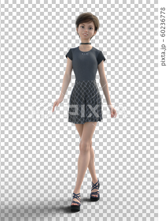 年輕休閒時尚女人perming3DCG插圖素材 60236778