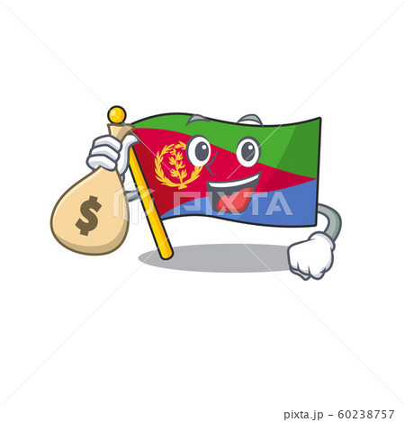 Cute flag eritrea cartoon character smiley with money bag 60238757